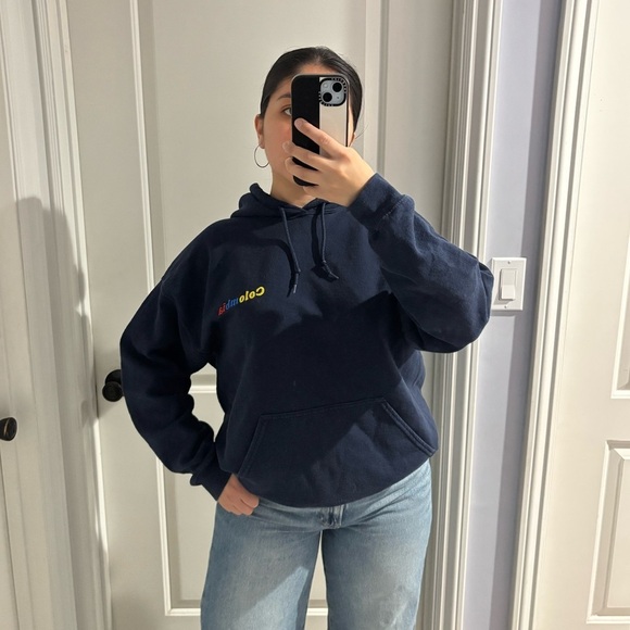 TOMO Sweaters - Tomo Vintage Colombia Navy Blue Hoodie, Size: L